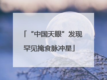 “中国天眼”发现罕见掩食脉冲星