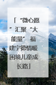 “微心愿”汇聚“大能量” 福建宁德情暖困境儿童成长路