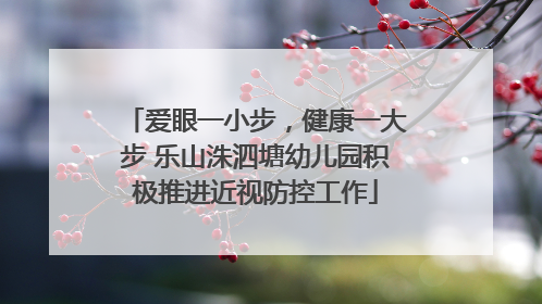 爱眼一小步，健康一大步 乐山洙泗塘幼儿园积极推进近视防控工作