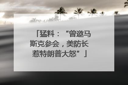 猛料：“曾邀马斯克参会，美防长惹特朗普大怒”