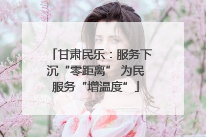 甘肃民乐：服务下沉“零距离” 为民服务“增温度”
