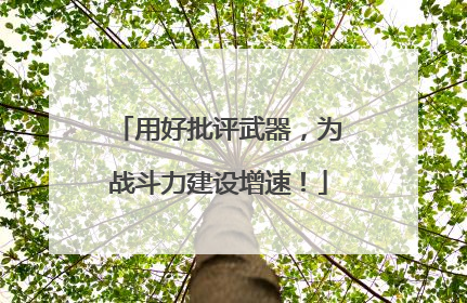 用好批评武器，为战斗力建设增速！