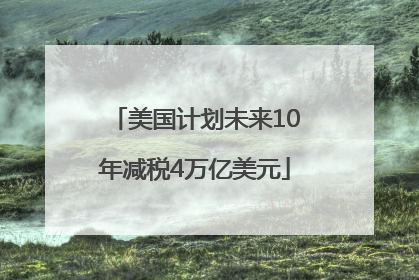 美国计划未来10年减税4万亿美元