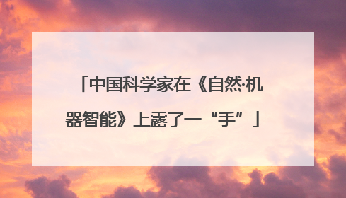中国科学家在《自然·机器智能》上露了一“手”