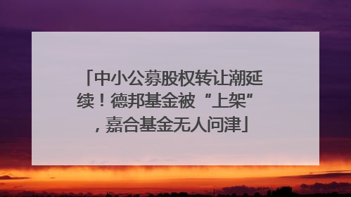 中小公募股权转让潮延续！德邦基金被“上架”，嘉合基金无人问津