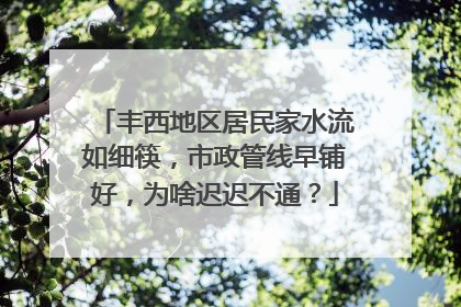 丰西地区居民家水流如细筷，市政管线早铺好，为啥迟迟不通？