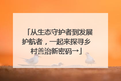 从生态守护者到发展护航者，一起来探寻乡村善治新密码→