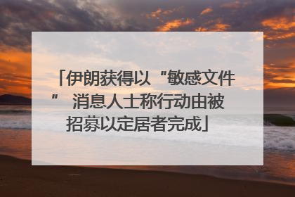 伊朗获得以“敏感文件” 消息人士称行动由被招募以定居者完成