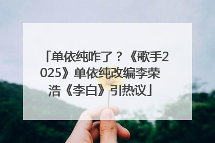 单依纯咋了？《歌手2025》单依纯改编李荣浩《李白》引热议