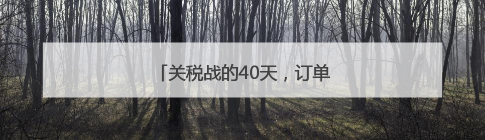 关税战的40天，订单是中国工厂赢下的答案