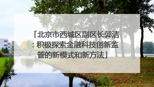 北京市西城区副区长郭洁：积极探索金融科技创新监管的新模式和新方法