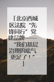 北京西城区法院“先锋同行”党建品牌——“我们基层治理的底气更足了！”