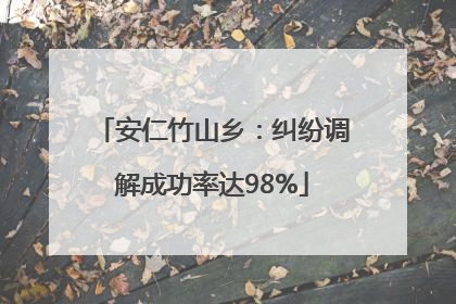 安仁竹山乡：纠纷调解成功率达98%