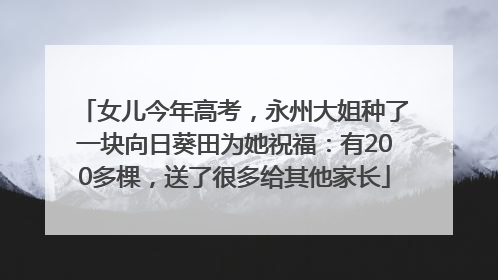 女儿今年高考，永州大姐种了一块向日葵田为她祝福：有200多棵，送了很多给其他家长