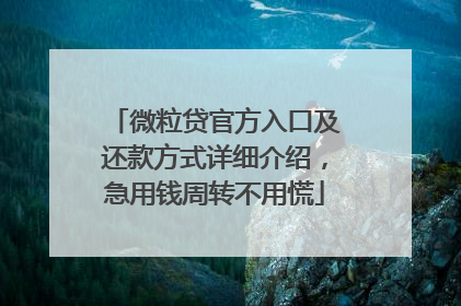 微粒贷官方入口及还款方式详细介绍，急用钱周转不用慌