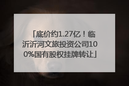 底价约1.27亿！临沂沂河文旅投资公司100%国有股权挂牌转让