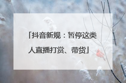 抖音新规：暂停这类人直播打赏、带货