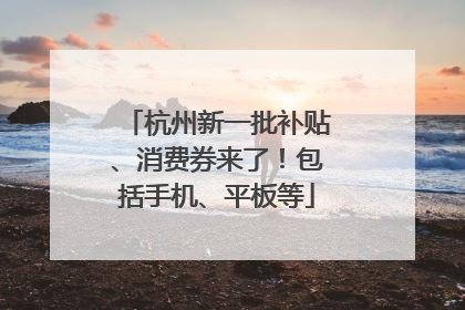杭州新一批补贴、消费券来了！包括手机、平板等