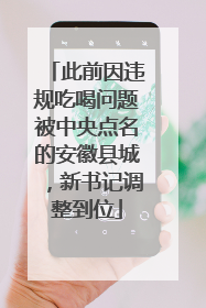 此前因违规吃喝问题被中央点名的安徽县城，新书记调整到位