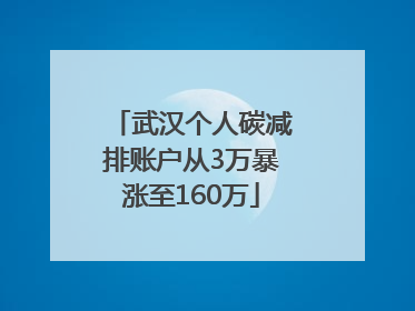 武汉个人碳减排账户从3万暴涨至160万