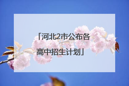 河北2市公布各高中招生计划
