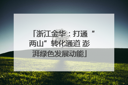 浙江金华：打通“两山”转化通道 澎湃绿色发展动能