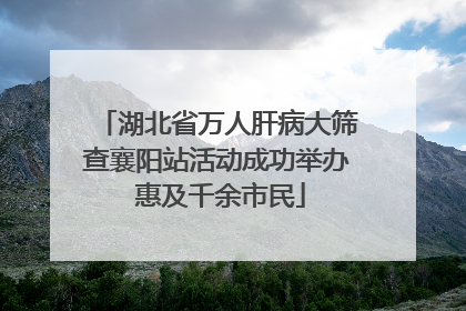 湖北省万人肝病大筛查襄阳站活动成功举办 惠及千余市民