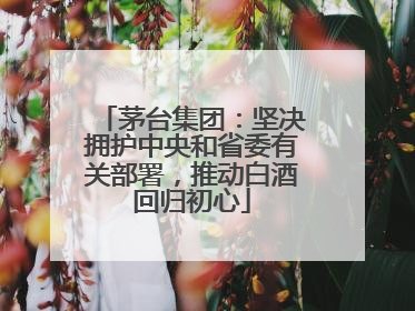 茅台集团：坚决拥护中央和省委有关部署，推动白酒回归初心