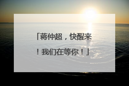蒋仲超，快醒来！我们在等你！