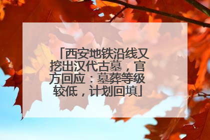 西安地铁沿线又挖出汉代古墓，官方回应：墓葬等级较低，计划回填