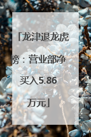 龙津退龙虎榜：营业部净买入5.86万元