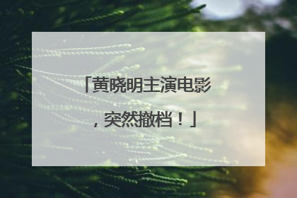 黄晓明主演电影，突然撤档！