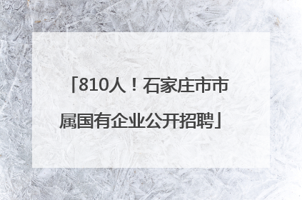 810人！石家庄市市属国有企业公开招聘