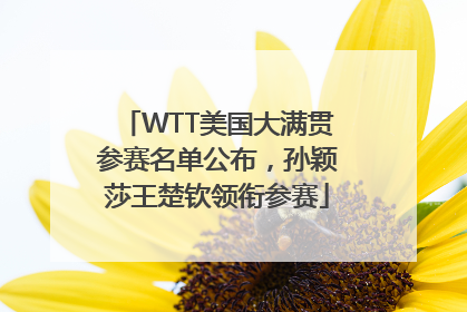 WTT美国大满贯参赛名单公布，孙颖莎王楚钦领衔参赛